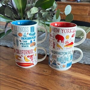 Starbucks Colorful State-Themed Ceramic Mug Set of 4